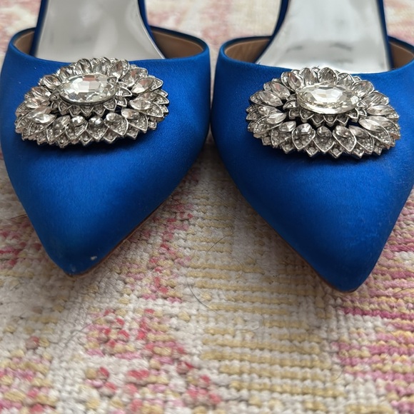 Badgley Mischka Blue Satin Heels - Picture 5 of 11